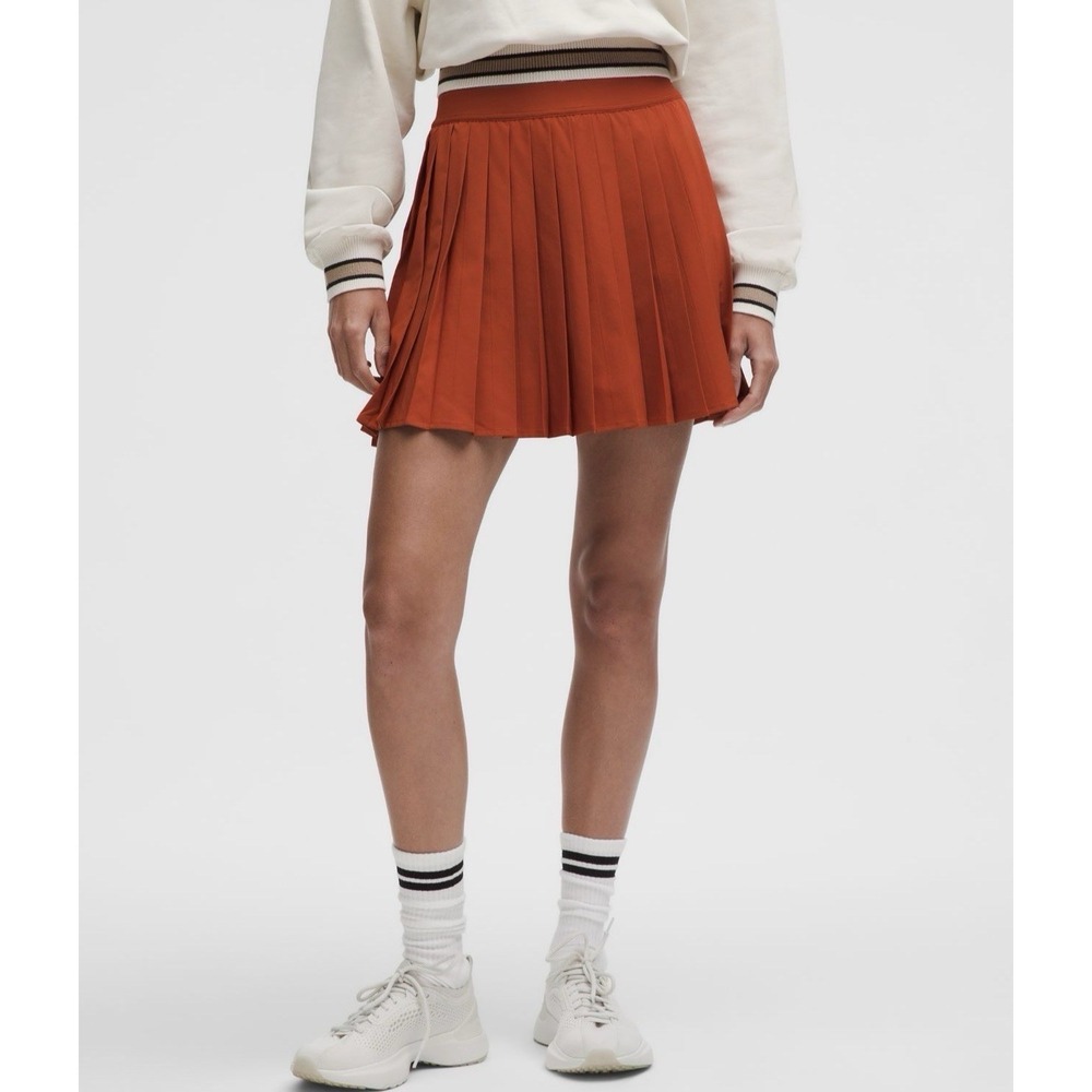 Lululemon High Rise Pleated Tennis Skirt Sz 8 Autumn Rust Tenniscore Skort